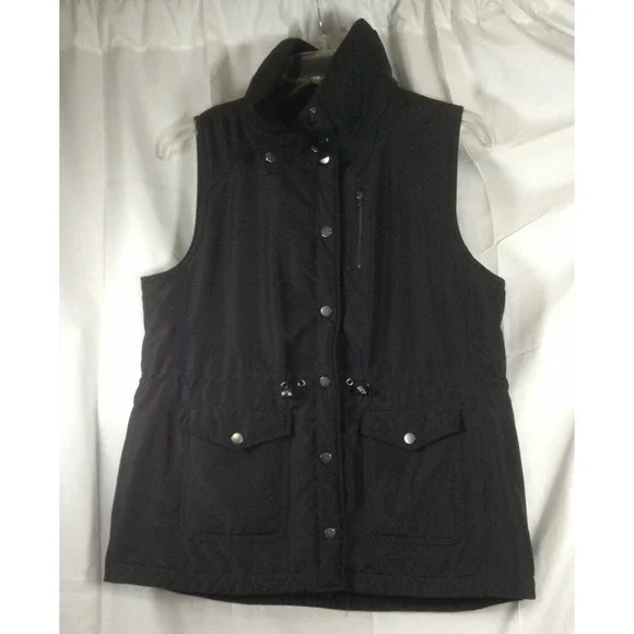 Hannah Brand Women's S Black Sleeveless Snap Close Vest Size Large - Picture 1 of 15